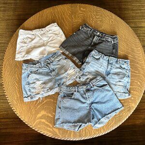 American Eagle Denim Lot of 4 size 10 Mom Shorts + 1 H&M High Waist